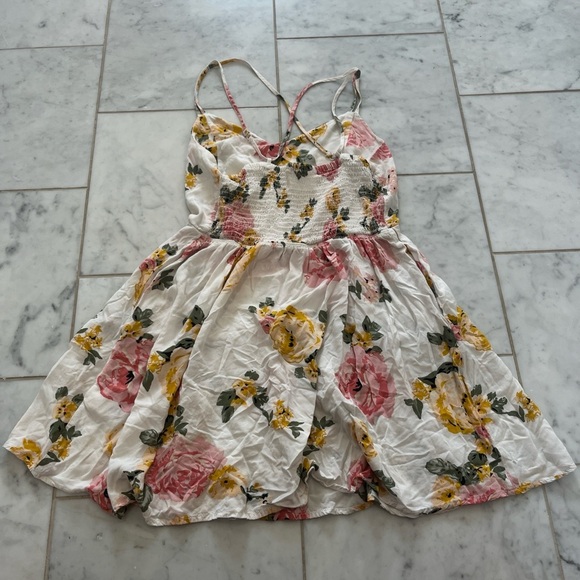 Garage Floral Cross-Back Dress in Pink and Yellow - Picture 3 of 3